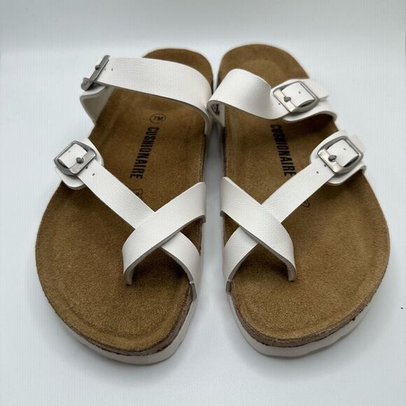 CUSHIONAIRE Women's Cork Footbed Sandal With +Comfort 7 WHITE - Picture 2 of 7